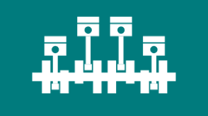 A graphic icon of pistons is shown.